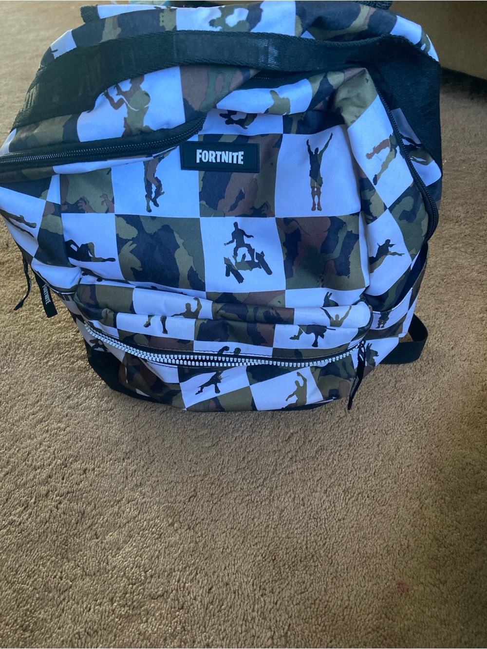 Fortnite Kids Backpack - Green Camo Checkered